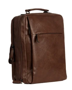 Zaino elegante moderno uomo unisex business travel ecopelle marrone GIOSAL-ZU1143A