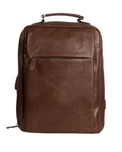 Zaino elegante moderno uomo unisex business travel ecopelle marrone GIOSAL-ZU1143A