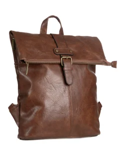 Zaino uomo moderno da spalla unisex multitasche zip ecopelle marrone GIOSAL-ZU1141A