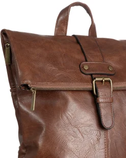 Zaino uomo moderno da spalla unisex multitasche zip ecopelle marrone GIOSAL-ZU1141A