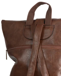 Zaino uomo moderno da spalla unisex multitasche zip ecopelle marrone GIOSAL-ZU1141A