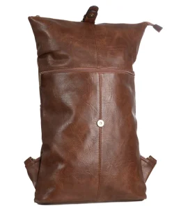 Zaino uomo moderno da spalla unisex multitasche zip ecopelle marrone GIOSAL-ZU1141A