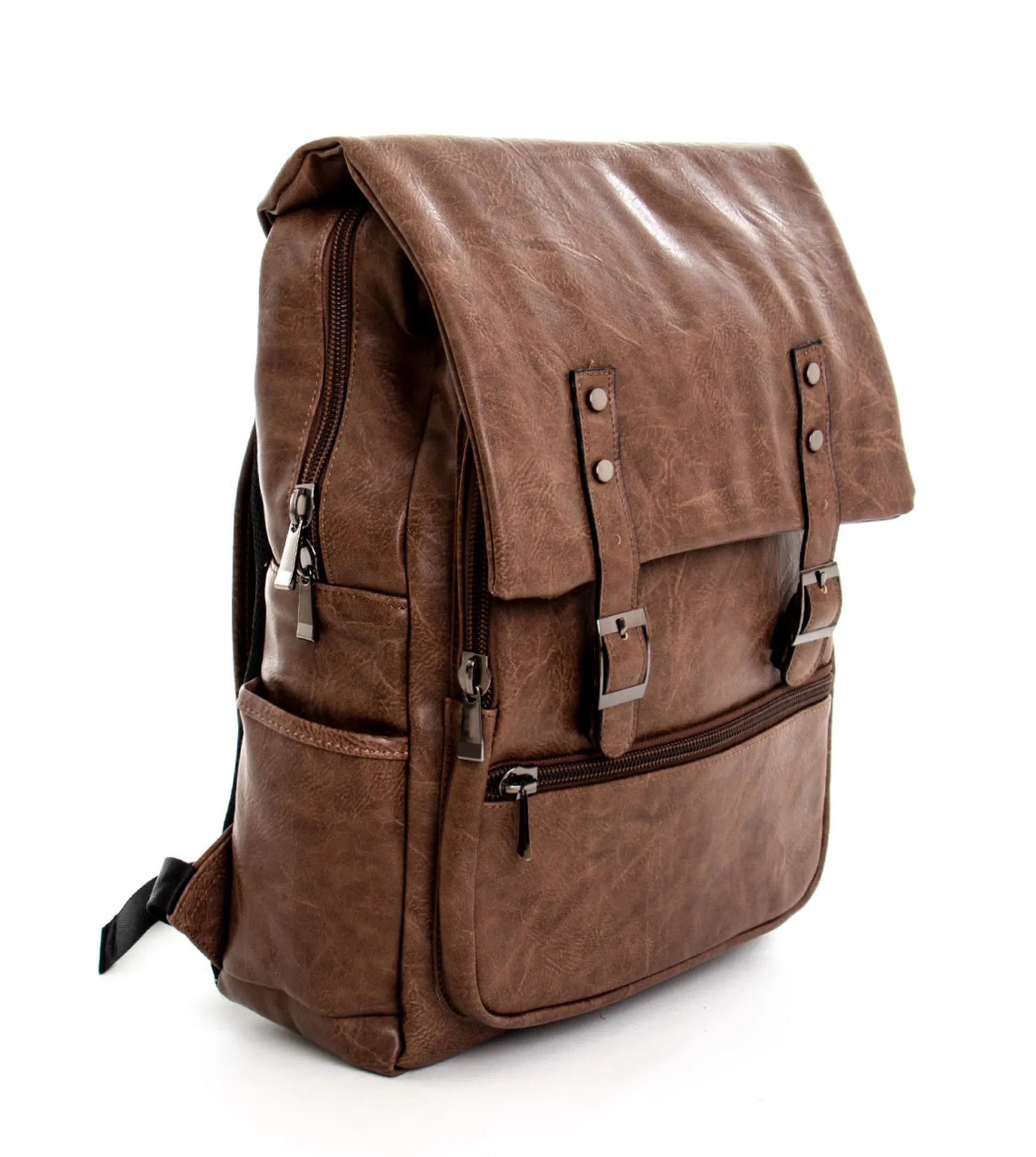 Zaino zainetto da spalla borsa uomo unisex ecopelle cuoio marrone GIOSAL-ZU1136A